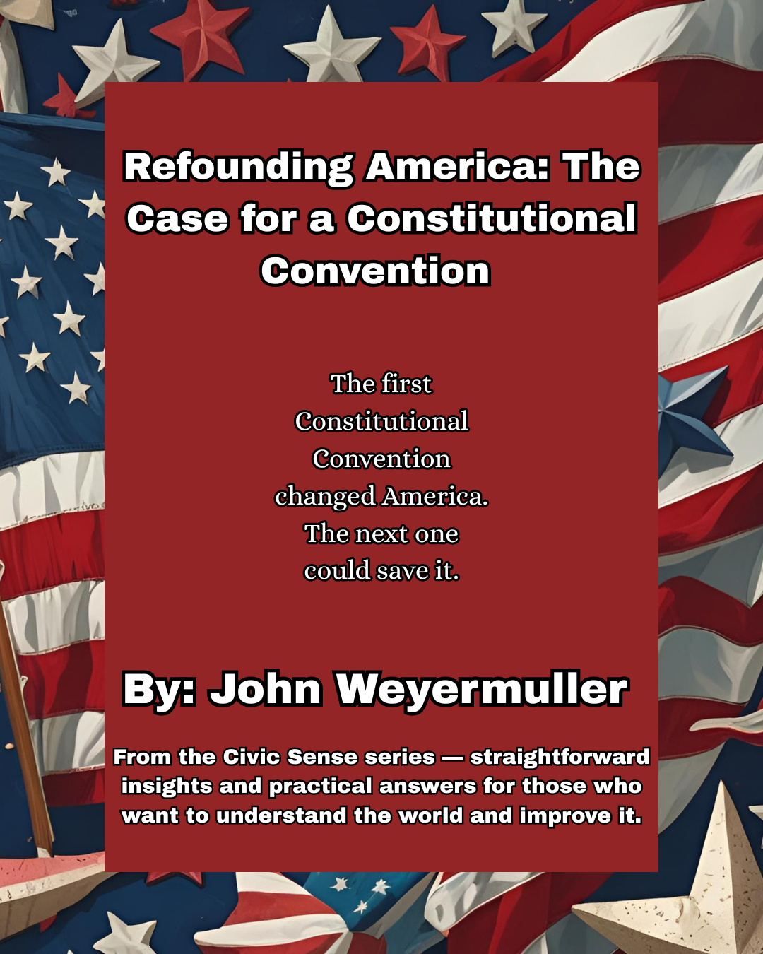 A stack of four books with titles in black text on beige spines, sitting on a white shelf, with labels for different perio...